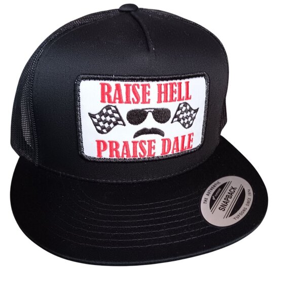 New Vtg Y2K Raise Hell Praise Dale Black Snapback Hat With Mesh Back - Picture 1 of 7